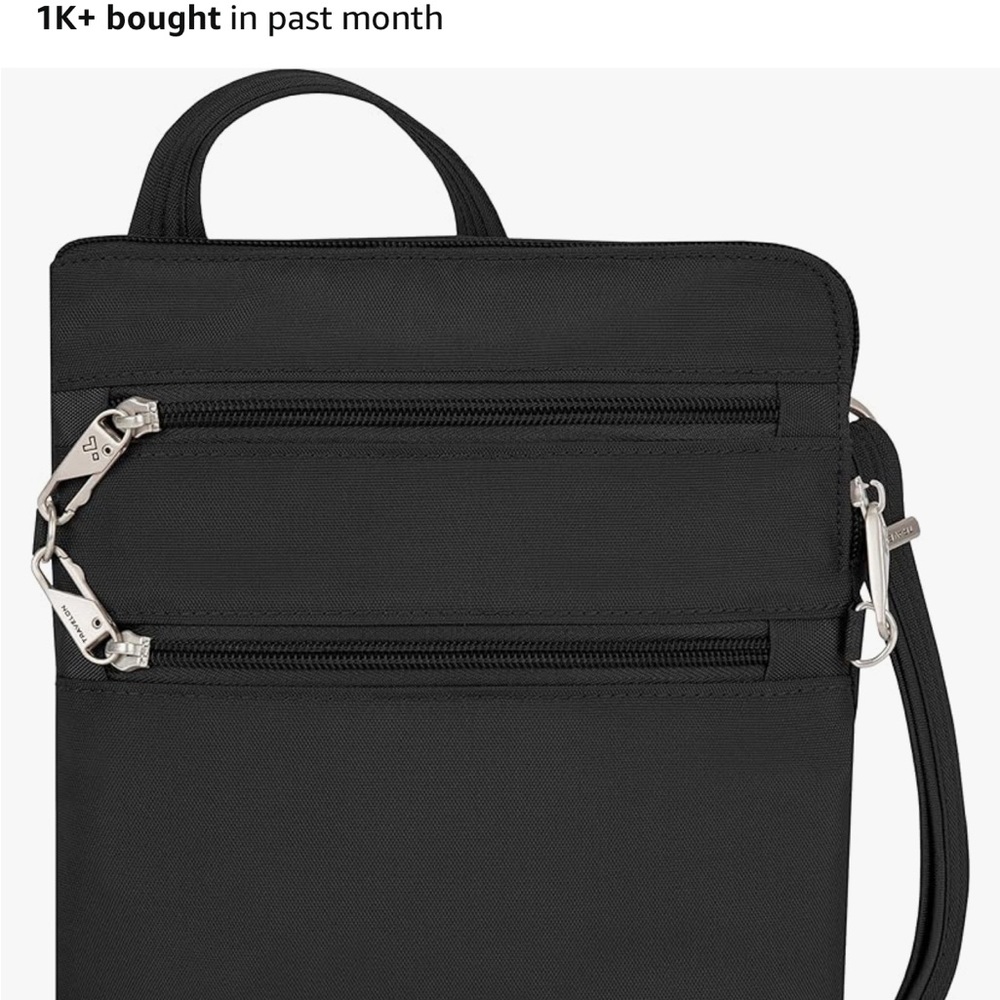NWT Travelon slim double zip Black Crossbody anti theft Bag - Picture 7 of 15